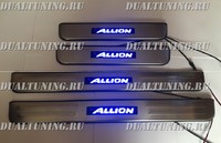 Накладки на пороги с подсветкой (метал) Toyota Allion 240/260