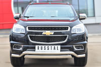 Защита переднего бампера - дуга (волна) Chevrolet Trailblazer 2013 (75*42-d63)