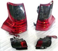 Стопы тюнинг диодные красные+дымчатые Toyota Land Cruiser Prado 150 09-15 (Дизайн Lexus GX460) + катафоты (доп стопы)