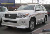 Накладка на передний бампер (губа) Toyota Land Cruiser 200 2013-2015 с хром полосками