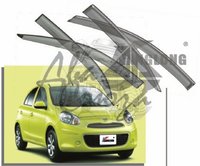  Ветровики - дефлекторы окон Nissan March/Micra K13 2010+ с молдингом