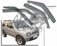 Ветровики - дефлекторы окон Suzuki Jimny 2005 (широкие под зеркало)