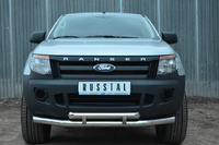 Защита переднего бампера - дуга (с декор. элем.) Ford Ranger 2012 (d76/63)