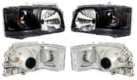 Фары Toyota Hiace хрусталь 2005-2010 (черные)