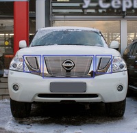 Решетка радиатора Nissan Patrol Y62 (вставки - хром полосы)