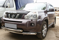 Защита переднего бампера (дуга) Nissan X-Trail 2009+ (двойная)