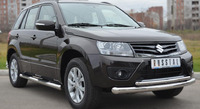 Защита переднего бампера (дуга) двойная Suzuki Grand Vitara 2009+