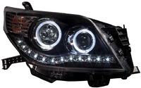 Фары (оптика) диодные Toyota Land Cruiser Prado 150 2014 + линза + ангельские глазки (черные)