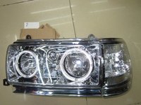 Оптика (фары) Toyota Land Cruiser 80 с ангельскими глазками белые