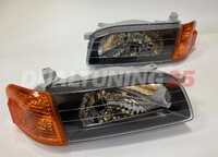 Фары (оптика) черные Toyota Sprinter Carib AE100 AE110 (с габаритами)