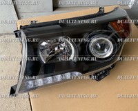 Оптика (фары) светодиодная Toyota Land Cruiser 200 черные 
