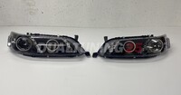 Фары (оптика) светодиодные Toyota Mark 2 JZX90 с ангельскими глазками + линза (черные)