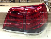 Стопы диодные Toyota Land Cruiser 200 (дизайн Lexus LX 570 2013) красно-дымчатые + хром