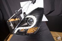 Тюнинг оптика (фары) Hyndai Grand Starex / H-1 2007+ "Audi R8 style" Ver2 (black)