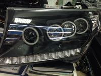 Фары тюнинг оптика Toyota Land Cruiser 200 линза диодные черные
