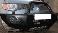 Силовая накладка на передний бампер РИФ для Mitsubishi L200NEW 