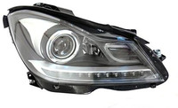 Фары (оптика) диодные Mercedes W204 2011+ линза (черные) 