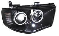 Фары (оптика) диодные Mitsubishi L200 / Triton 2005+ (линза+ангельские глазки) черные