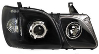 Фары (оптика) Lexus LX470 1998-2007 линза + ангельские глазки (черные)