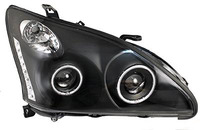 Фары (оптика) Lexus RX330 / Toyota Harrier 2003-2008 (линза+ангельские глазки) черные
