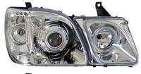Фары (оптика) Lexus LX470 1998-2007 линза + ангельские глазки (хром)