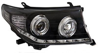 Фары (оптика) Toyota Land Cruiser 200 2007+ линза (черные)