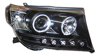 Фары (оптика) Toyota Land Cruiser 200 2007+ линза (черные) #2