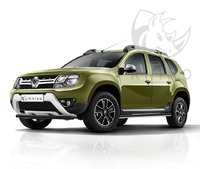 Пороги "Black Rhino" Renault Duster 2015- труба d62 с накладкой ч. сталь чер. (вариант 2)