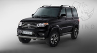 Защита переднего бампера "Black Rhino" УАЗ Патриот 2014- d63 ч. сталь черн. (секции)