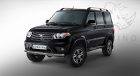 Защита переднего бампера "Black Rhino" УАЗ Патриот 2014- d63 ч. сталь сер. (секции)