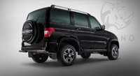 Защита заднего бампера уголки "Black Rhino" УАЗ Патриот 2014- d63 ч. сталь черн. (секции)
