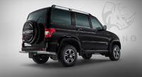 Защита заднего бампера уголки "Black Rhino" УАЗ Патриот 2014- d63 ч. сталь сер. (секции)