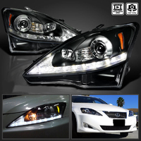 Фары тюнинг Lexus IS250, IS350 2005-2013 черные с дхо